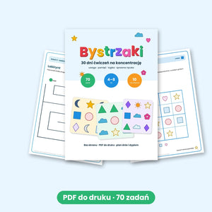 Bystrzaki: 30 dni ćwiczeń na koncentrację (PDF do druku, 4–8 lat)